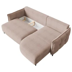 Garnero Arredamenti Divani Angolari|Divani Letto-Divano letto angolare 3 posti 244x165cm tessuto rosa Lollypop Tessuto Peluche Onega Rosa