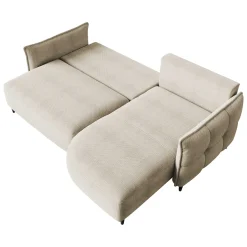 Garnero Arredamenti Divani Angolari|Divani Letto-Divano letto angolare 3 posti 244x165cm tessuto beige Lollypop Tessuto Peluche Onega Beige
