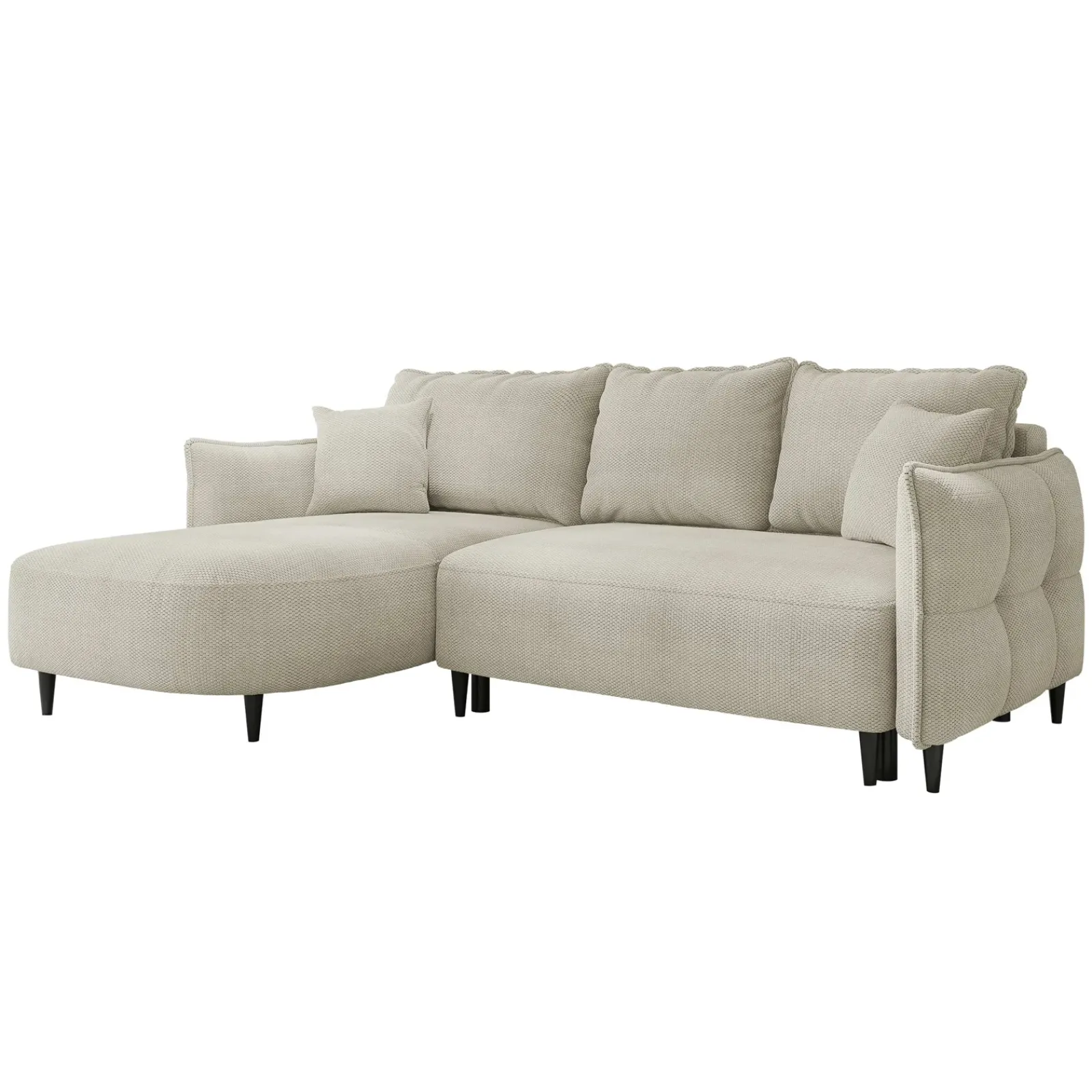 Garnero Arredamenti Divani Angolari|Divani Letto-Divano letto angolare 3 posti 244x165cm tessuto tortora Lollypop Tessuto Peluche Onega Tortora