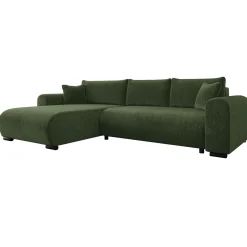 Garnero Arredamenti Divani Angolari|Divani Letto-Divano letto angolare 4 posti 285x188cm con contenitore imbottito tessuto verde Soft Tessuto Clara Verde