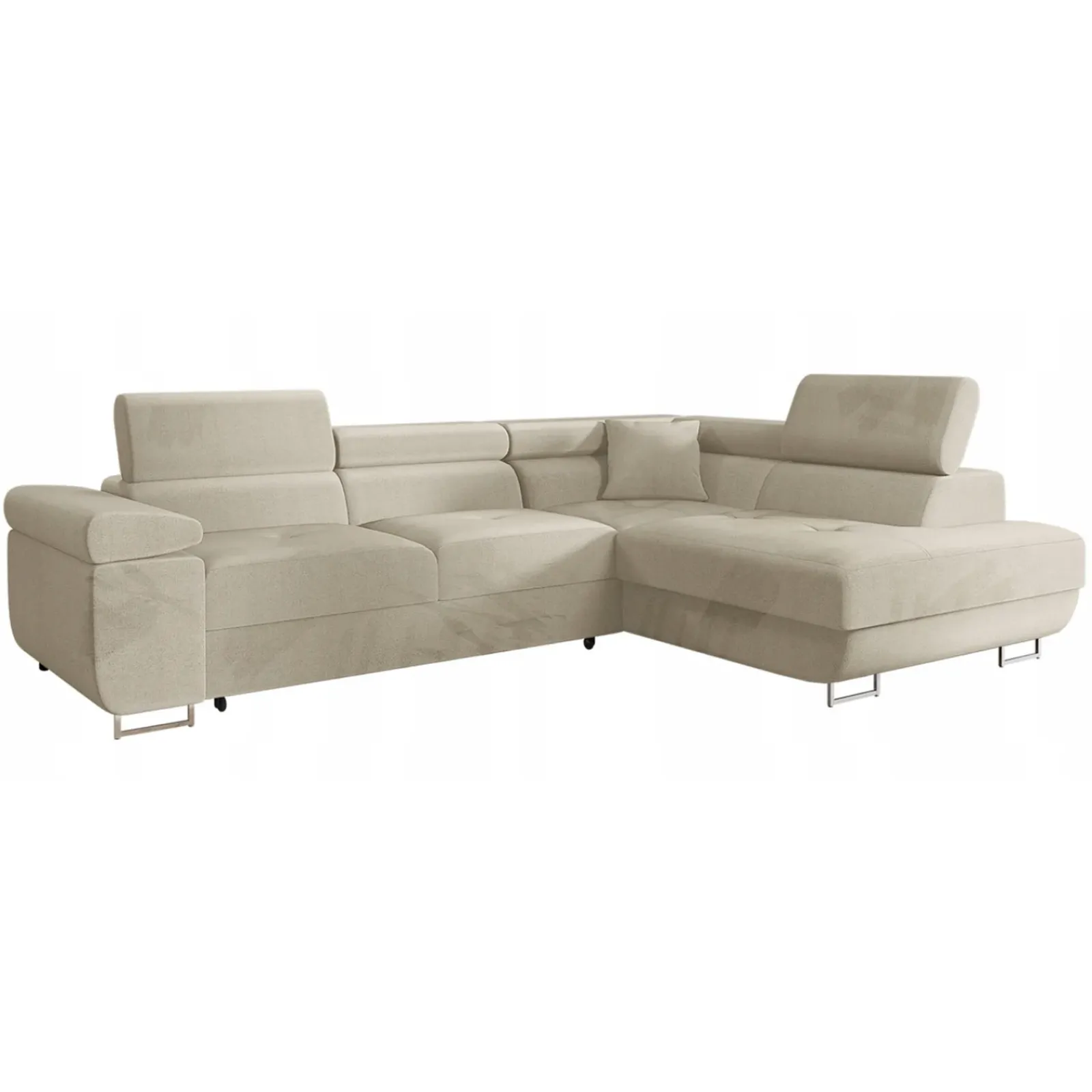 Garnero Arredamenti Divani Angolari|Divani Letto-Divano letto angolare destra imbottito 274x203cm beige Bormio Tessuto Vellutato Manila Beige