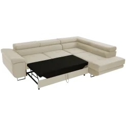 Garnero Arredamenti Divani Angolari|Divani Letto-Divano letto angolare destra imbottito 274x203cm beige Bormio Tessuto Vellutato Manila Beige