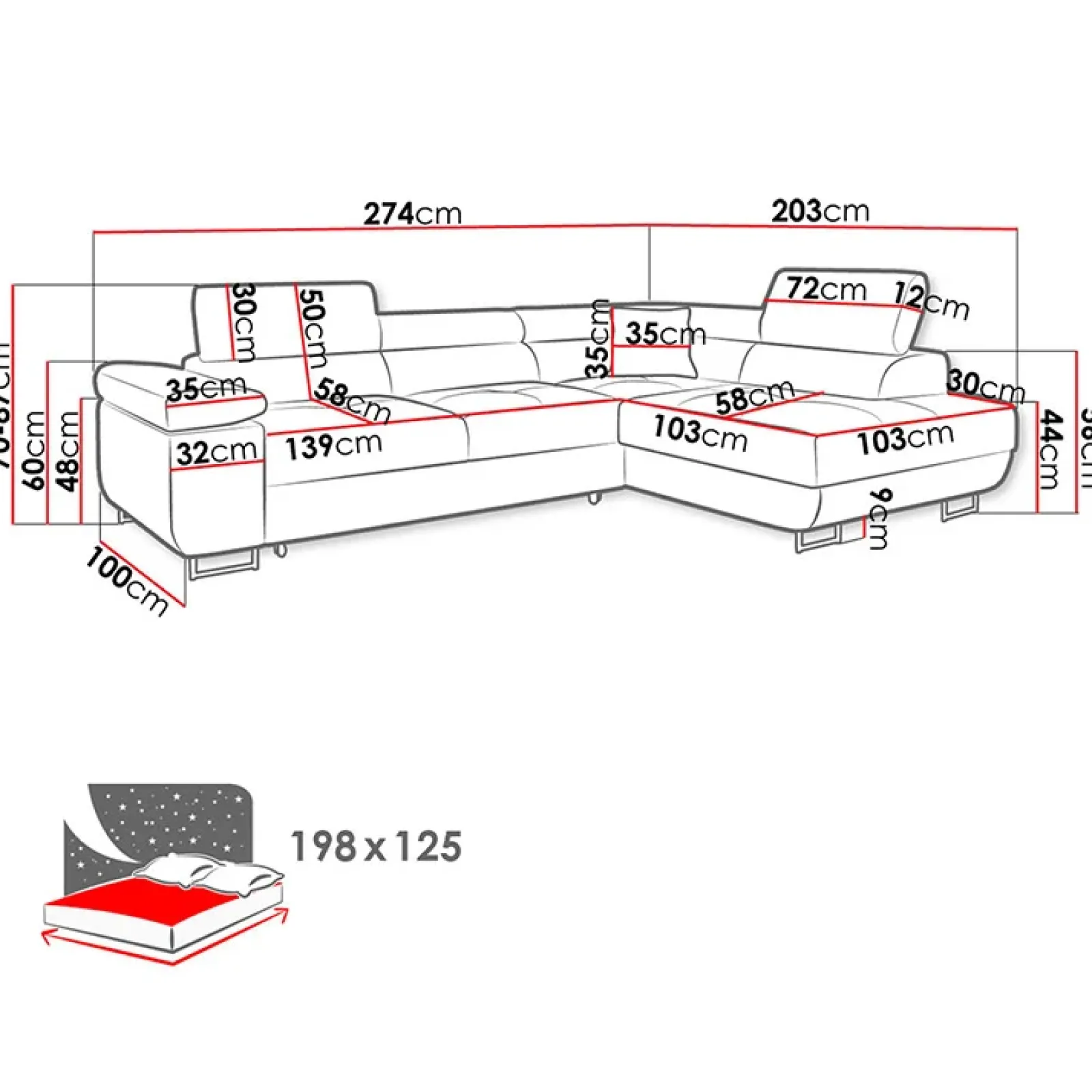 Garnero Arredamenti Divani Angolari|Divani Letto-Divano letto angolare destra imbottito 274x203cm beige Bormio Tessuto Vellutato Manila Beige