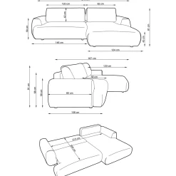 Garnero Arredamenti Divani Angolari|Divani Letto-Divano letto angolare destra 3 posti 270x167cm tessuto antracite Cloudify Tessuto Puente Antracite