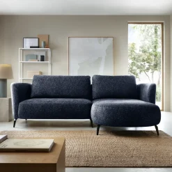 Garnero Arredamenti Divani Angolari|Divani Letto-Divano letto angolare destra 3 posti 260x180cm tessuto bouclè blu Repose Tessuto Bouclè Blur Blu