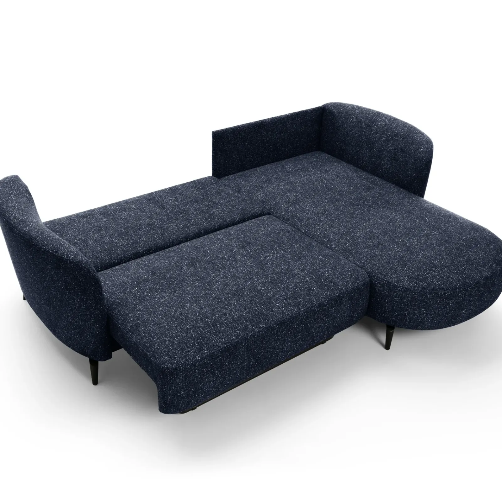 Garnero Arredamenti Divani Angolari|Divani Letto-Divano letto angolare destra 3 posti 260x180cm tessuto bouclè blu Repose Tessuto Bouclè Blur Blu