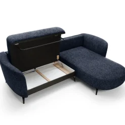 Garnero Arredamenti Divani Angolari|Divani Letto-Divano letto angolare destra 3 posti 260x180cm tessuto bouclè blu Repose Tessuto Bouclè Blur Blu