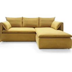Garnero Arredamenti Divani Angolari|Divani Letto-Divano letto angolare destro 3 posti 230x166cm tessuto giallo senape Easeful