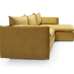 Garnero Arredamenti Divani Angolari|Divani Letto-Divano letto angolare destro 3 posti 230x166cm tessuto giallo senape Easeful