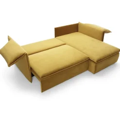 Garnero Arredamenti Divani Angolari|Divani Letto-Divano letto angolare destro 3 posti 230x166cm tessuto giallo senape Easeful