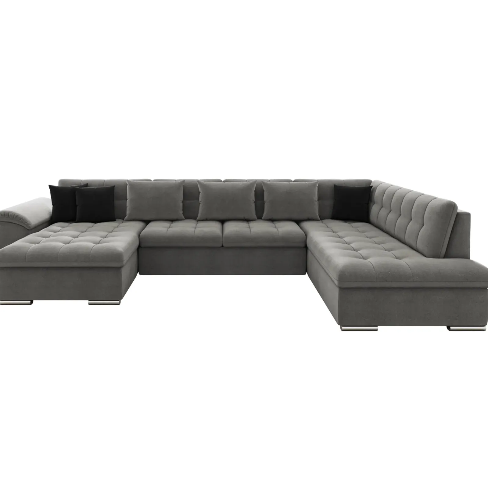 Garnero Arredamenti Divani Panoramici|Divani Angolari-Divano letto angolare destra 5 posti 350x205cm grigio Agliana Tessuto Vellutato Manila Grigio Nero