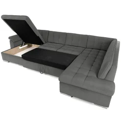 Garnero Arredamenti Divani Panoramici|Divani Angolari-Divano letto angolare destra 5 posti 350x205cm grigio Agliana Tessuto Vellutato Manila Grigio Nero