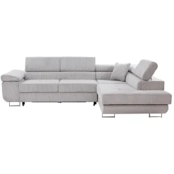 Garnero Arredamenti Divani Angolari|Divani Letto-Divano letto angolare destra imbottito 274x203cm velluto a coste grigio Bormio Velluto Poso Grigio