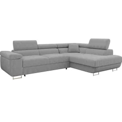 Garnero Arredamenti Divani Angolari|Divani Letto-Divano letto angolare destra imbottito 274x203cm velluto a coste grigio Bormio Velluto Poso Grigio