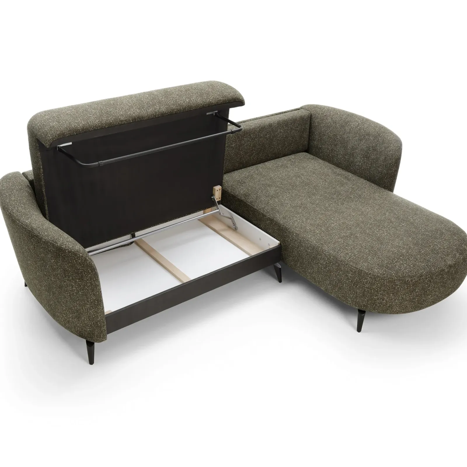 Garnero Arredamenti Divani Angolari|Divani Letto-Divano letto angolare destra 3 posti 260x180cm tessuto bouclè verde Repose Tessuto Bouclè Blur Verdone