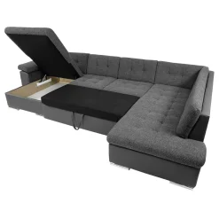 Garnero Arredamenti Divani Panoramici|Divani Angolari-Divano letto angolare destra 5 posti 350x205cm grigio scuro Agliana Tessuto Trama Fitta Grigio
