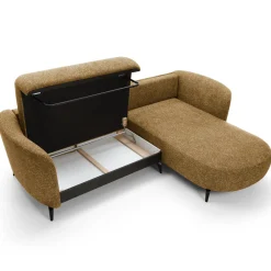 Garnero Arredamenti Divani Angolari|Divani Letto-Divano letto angolare destra 3 posti 260x180cm tessuto bouclè beige scuro Repose Tessuto Bouclè Blur Beige Scuro