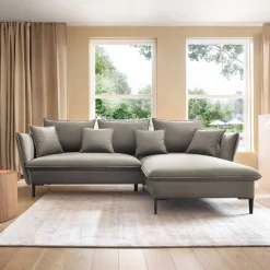 Garnero Arredamenti Divani Angolari|Divani Letto-Divano letto angolare destro 3 posti 258x167cm tessuto beige Lushify Tessuto Riviera Vellutato Beige