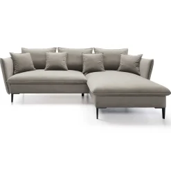 Garnero Arredamenti Divani Angolari|Divani Letto-Divano letto angolare destro 3 posti 258x167cm tessuto beige Lushify Tessuto Riviera Vellutato Beige