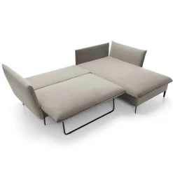 Garnero Arredamenti Divani Angolari|Divani Letto-Divano letto angolare destro 3 posti 258x167cm tessuto beige Lushify Tessuto Riviera Vellutato Beige