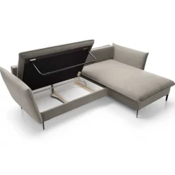 Garnero Arredamenti Divani Angolari|Divani Letto-Divano letto angolare destro 3 posti 258x167cm tessuto beige Lushify Tessuto Riviera Vellutato Beige