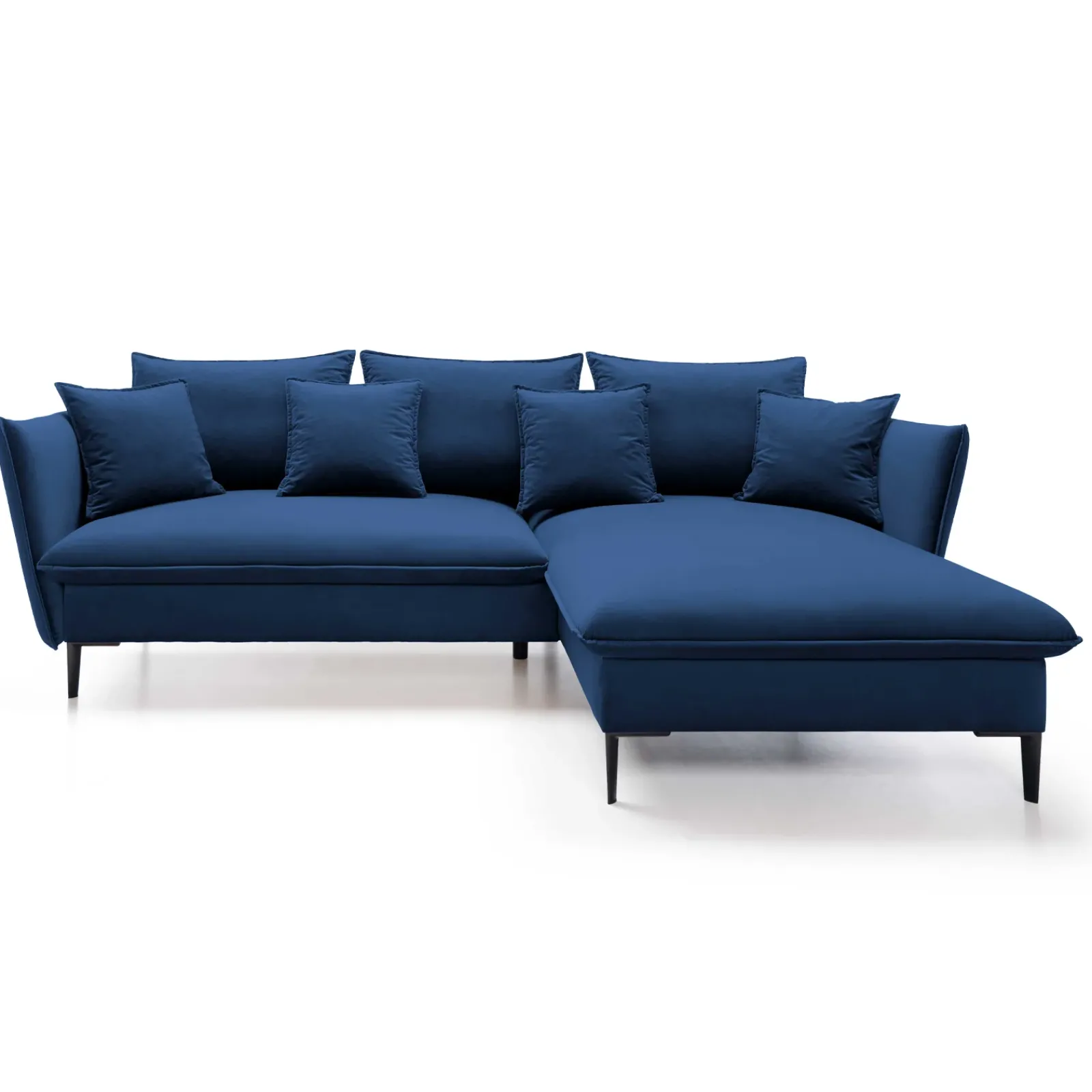 Garnero Arredamenti Divani Angolari|Divani Letto-Divano letto angolare destro 3 posti 258x167cm tessuto blu Lushify Tessuto Riviera Vellutato Blu
