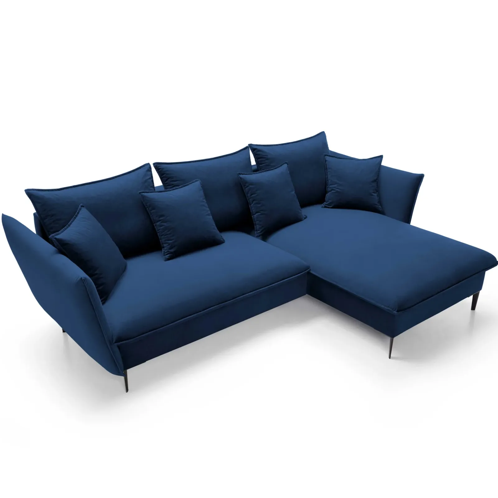 Garnero Arredamenti Divani Angolari|Divani Letto-Divano letto angolare destro 3 posti 258x167cm tessuto blu Lushify Tessuto Riviera Vellutato Blu