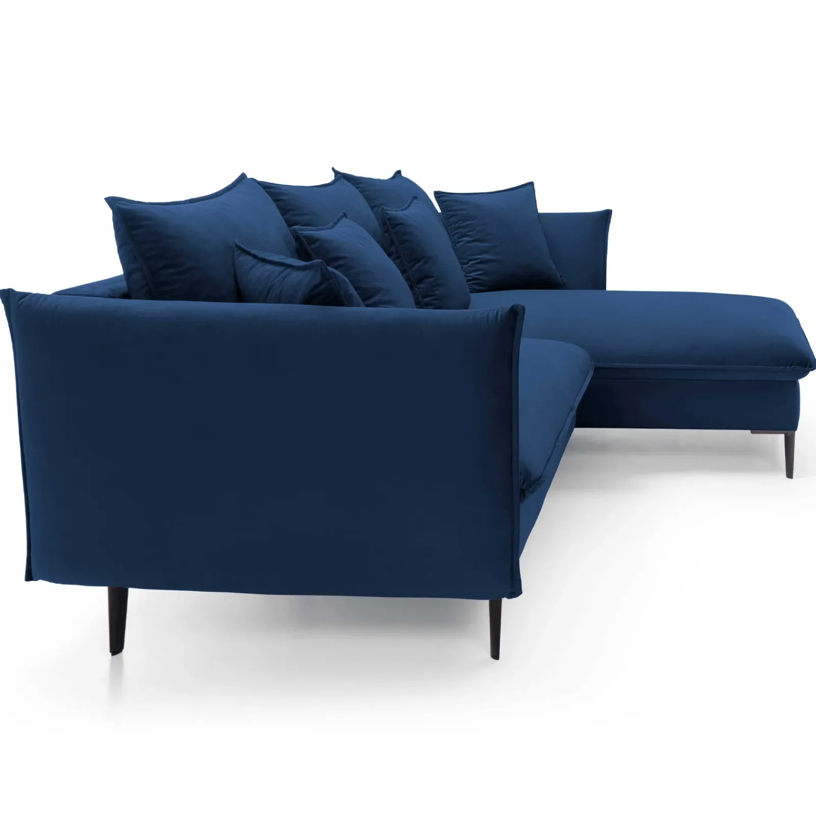 Garnero Arredamenti Divani Angolari|Divani Letto-Divano letto angolare destro 3 posti 258x167cm tessuto blu Lushify Tessuto Riviera Vellutato Blu