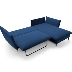 Garnero Arredamenti Divani Angolari|Divani Letto-Divano letto angolare destro 3 posti 258x167cm tessuto blu Lushify Tessuto Riviera Vellutato Blu