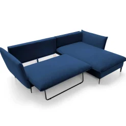 Garnero Arredamenti Divani Angolari|Divani Letto-Divano letto angolare destro 3 posti 258x167cm tessuto blu Lushify Tessuto Riviera Vellutato Blu