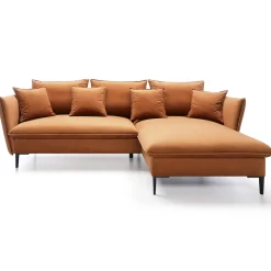 Garnero Arredamenti Divani Angolari|Divani Letto-Divano letto angolare destro 3 posti 258x167cm tessuto arancio Lushify Tessuto Magic Velvet Arancio