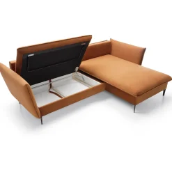 Garnero Arredamenti Divani Angolari|Divani Letto-Divano letto angolare destro 3 posti 258x167cm tessuto arancio Lushify Tessuto Magic Velvet Arancio