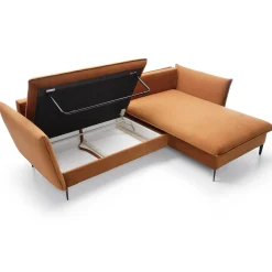 Garnero Arredamenti Divani Angolari|Divani Letto-Divano letto angolare destro 3 posti 258x167cm tessuto arancio Lushify Tessuto Magic Velvet Arancio