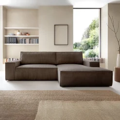 Garnero Arredamenti Divani Angolari|Divani Letto-Divano letto angolare destra 3 posti 267x167cm velluto a coste marrone Relaxion Velluto a Coste Poso Marrone