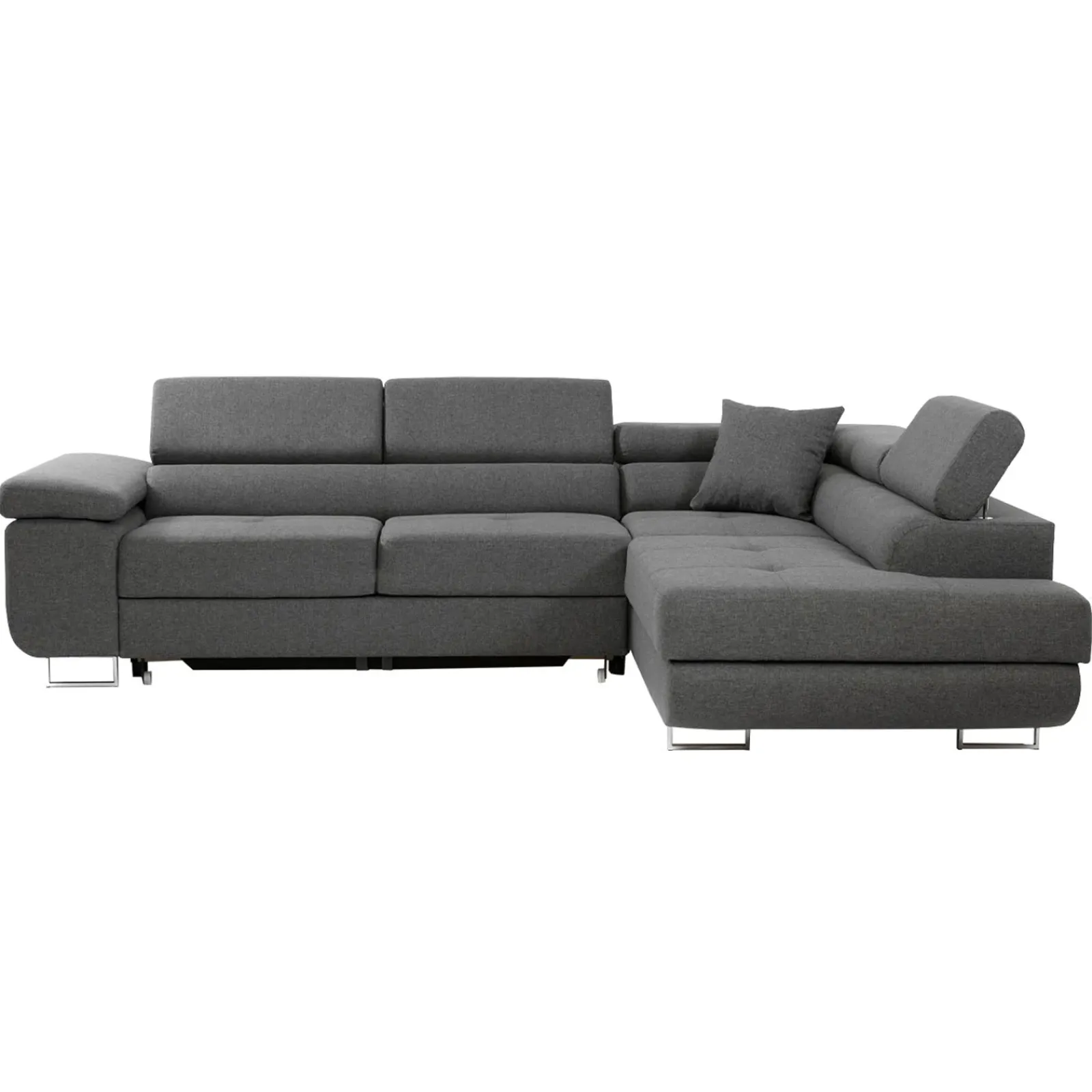 Garnero Arredamenti Divani Angolari|Divani Letto-Divano letto angolare destra imbottito 274x203cm grigio Bormio Tessuto Vellutato Manila Grigio