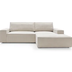 Garnero Arredamenti Divani Angolari|Divani Letto-Divano letto angolare destro 3 posti 267x167cm velluto a coste beige Relaxion Velluto a Coste Poso Beige