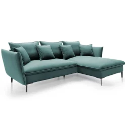 Garnero Arredamenti Divani Angolari|Divani Letto-Divano letto angolare destro 3 posti 258x167cm tessuto petrolio Lushify Tessuto Riviera Vellutato Petrolio