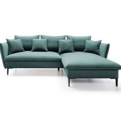 Garnero Arredamenti Divani Angolari|Divani Letto-Divano letto angolare destro 3 posti 258x167cm tessuto petrolio Lushify Tessuto Riviera Vellutato Petrolio