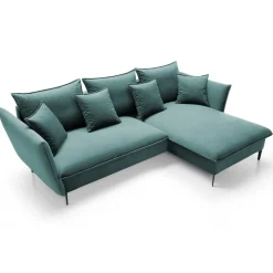 Garnero Arredamenti Divani Angolari|Divani Letto-Divano letto angolare destro 3 posti 258x167cm tessuto petrolio Lushify Tessuto Riviera Vellutato Petrolio