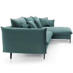 Garnero Arredamenti Divani Angolari|Divani Letto-Divano letto angolare destro 3 posti 258x167cm tessuto petrolio Lushify Tessuto Riviera Vellutato Petrolio