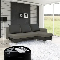 Garnero Arredamenti Divani Angolari|Divani Letto-Divano letto angolare destra 3 posti 215cm grigio scuro e chiaro Aureliano