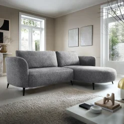 Garnero Arredamenti Divani Angolari|Divani Letto-Divano letto angolare destra 3 posti 260x180cm tessuto bouclè grigio Repose Tessuto Bouclè Blur Grigio