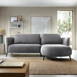 Garnero Arredamenti Divani Angolari|Divani Letto-Divano letto angolare destra 3 posti 260x180cm tessuto bouclè grigio Repose Tessuto Bouclè Blur Grigio