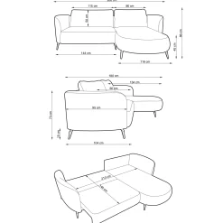 Garnero Arredamenti Divani Angolari|Divani Letto-Divano letto angolare destra 3 posti 260x180cm tessuto bouclè grigio Repose Tessuto Bouclè Blur Grigio