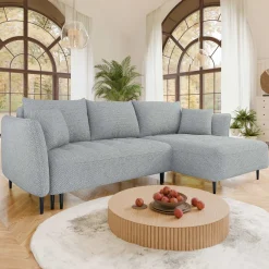 Garnero Arredamenti Divani Angolari|Divani Letto-Divano letto angolare destro 3 posti 276x158cm tessuto grigio Angle Tessuto Peluche Onega Grigio