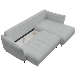 Garnero Arredamenti Divani Angolari|Divani Letto-Divano letto angolare destro 3 posti 276x158cm tessuto grigio Angle Tessuto Peluche Onega Grigio