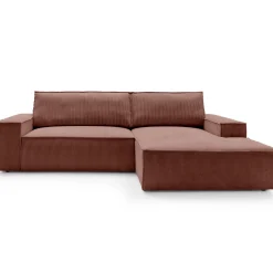 Garnero Arredamenti Divani Angolari|Divani Letto-Divano letto angolare destra 3 posti 267x167cm velluto a coste rosa Relaxion Velluto a Coste Poso Rosa