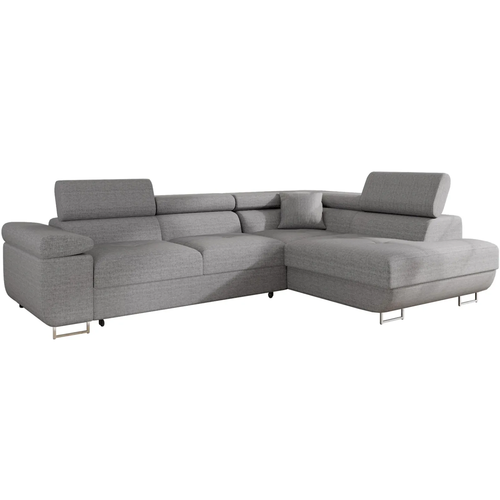 Garnero Arredamenti Divani Angolari|Divani Letto-Divano letto angolare destra 4 posti 274x203cm imbottito grigio Bormio Tessuto Treccia Fine Grigio