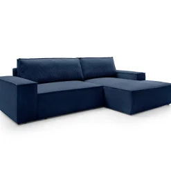 Garnero Arredamenti Divani Angolari|Divani Letto-Divano letto angolare destra 3 posti 267x167cm velluto a coste blu Relaxion Velluto a Coste Poso Blu