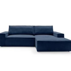 Garnero Arredamenti Divani Angolari|Divani Letto-Divano letto angolare destra 3 posti 267x167cm velluto a coste blu Relaxion Velluto a Coste Poso Blu